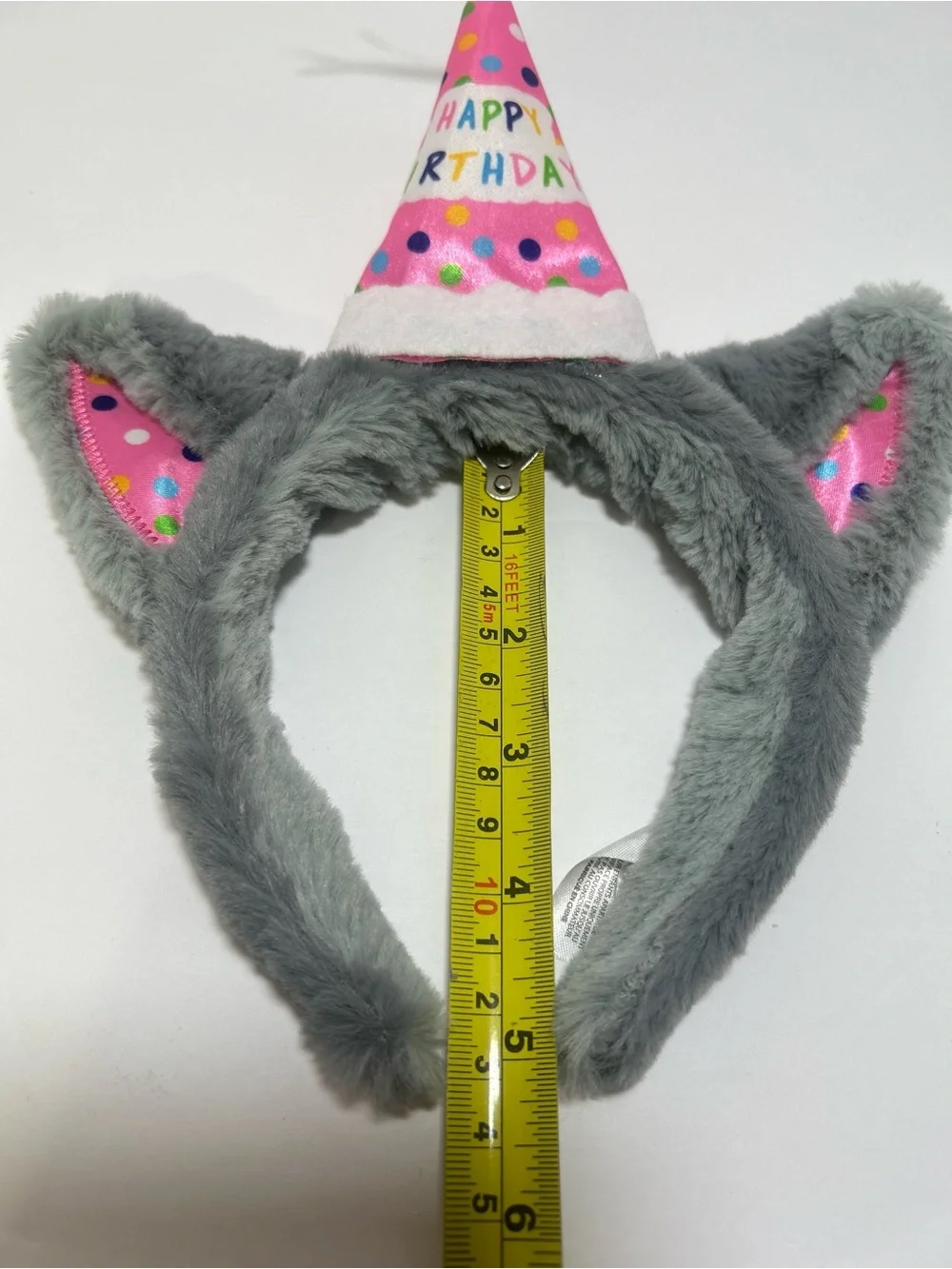 Great Wolf Lodge PINK Headband Birthday Party Hat Plush Gray Fur Ears